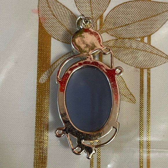 Silver Plate blue chalcedony Gemstone pendant - Picture 3 of 4